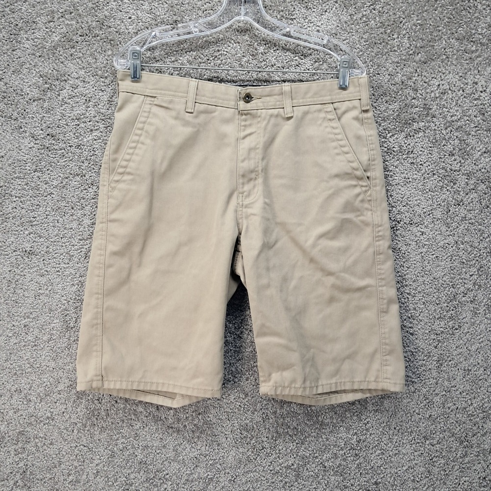 Free World Mens Khaki Chino Shorts Size 32 Tan Cotton Blend Twill Casual Skate